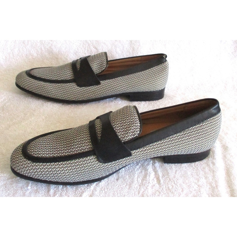 Steve Madden Enmeshed Mens Loafers Black White Woven Penny Loafer Enme01m1 12M - Picture 4 of 10